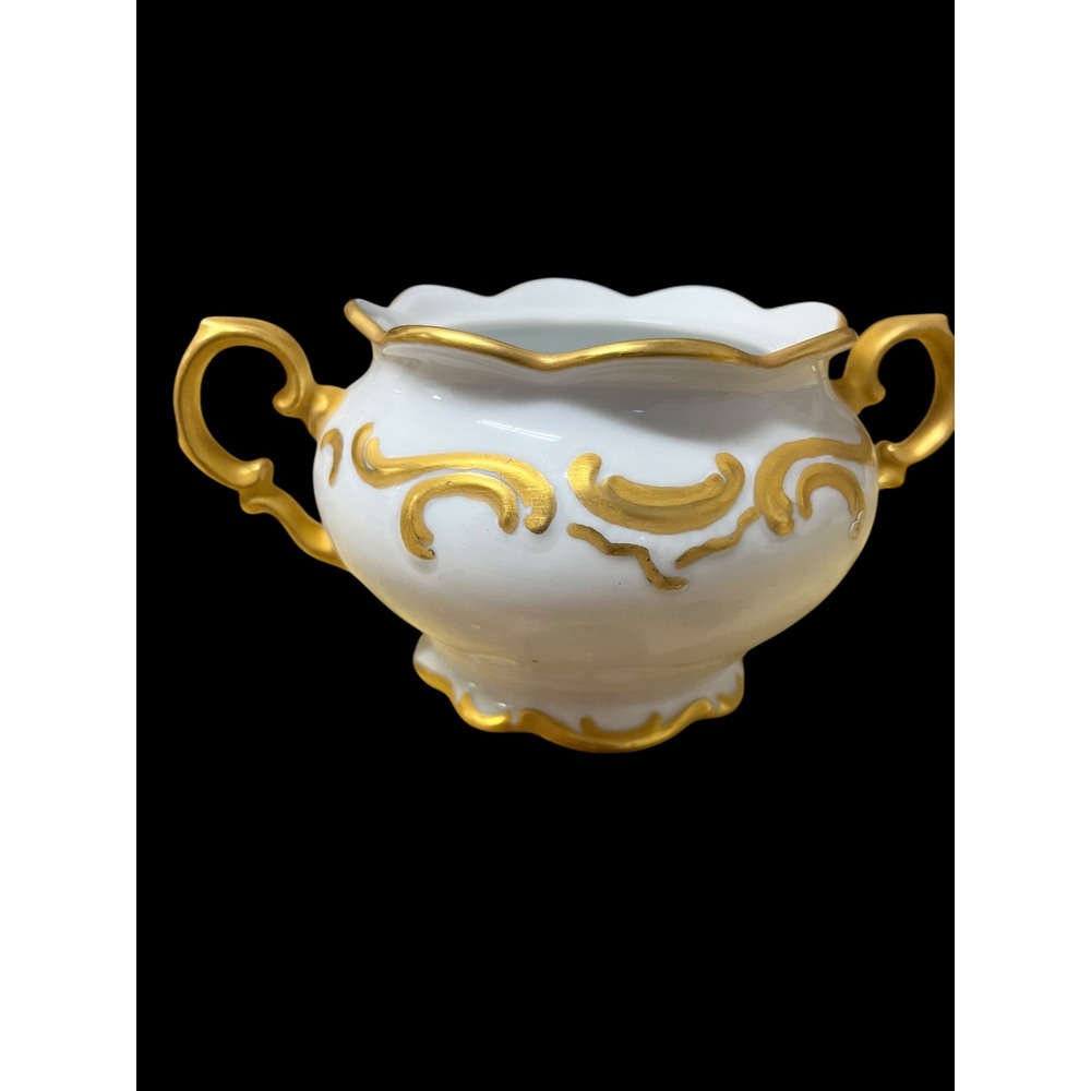 Schumann Arzberg White Elegance Creamer and Sugar Bowl Set Gold Gilt Bavaria - Picture 4 of 11